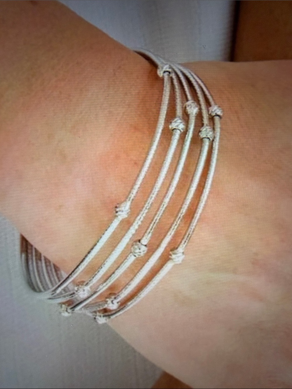 Elegant Multi-Strand Silver Knot Bangle Bracelet